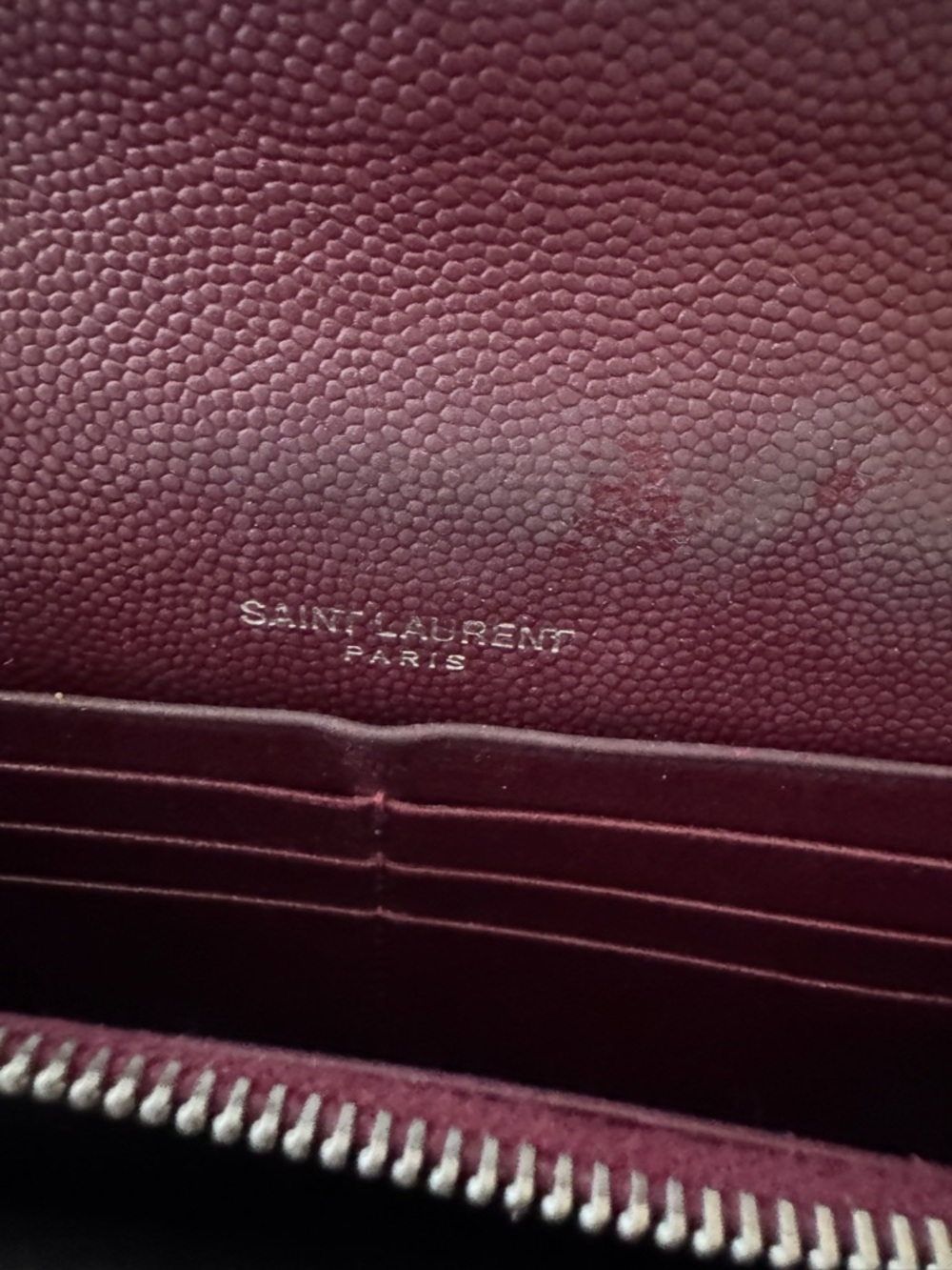 YSL Quilted Leather Wallet in Burgundy - Picture 5 of 7
